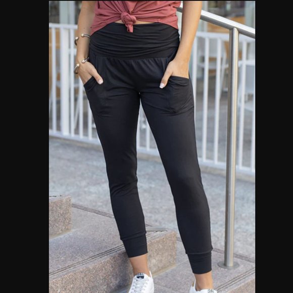 Grace & Lace Pants - Grace & Lace Foldover Waist Loggers